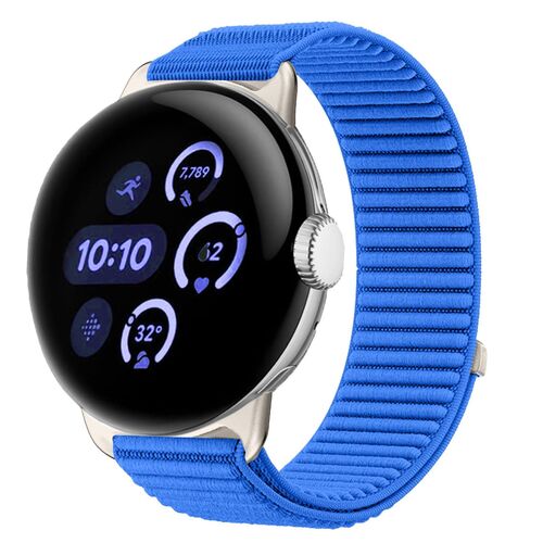 F�r Google Pixel Watch 4 / 3 / 2 / 1 41mm Nylon Armband Klett Blau