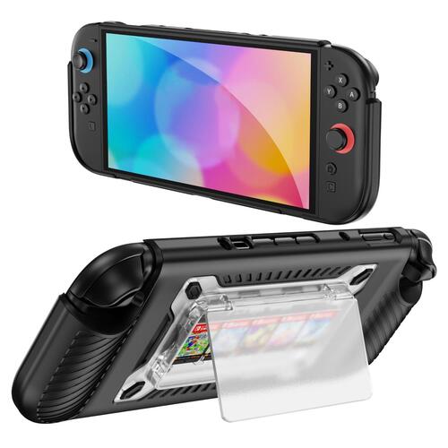 F�r Nintendo Switch 2 Hybrid TPU + PC Schutzh�lle Kartenfach Schwarz