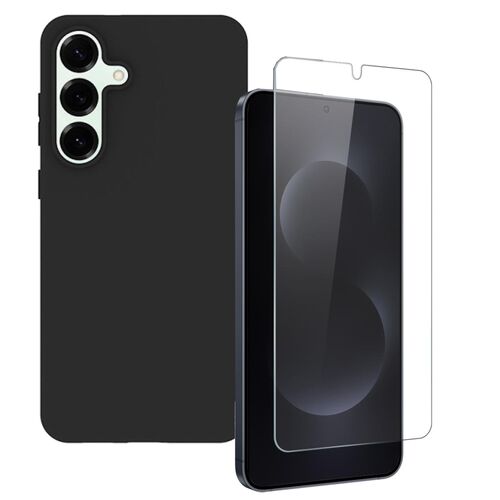 F�r Samsung Galaxy S26 5G Set TPU Schutz H�lle + 9H Schutzglas Schwarz