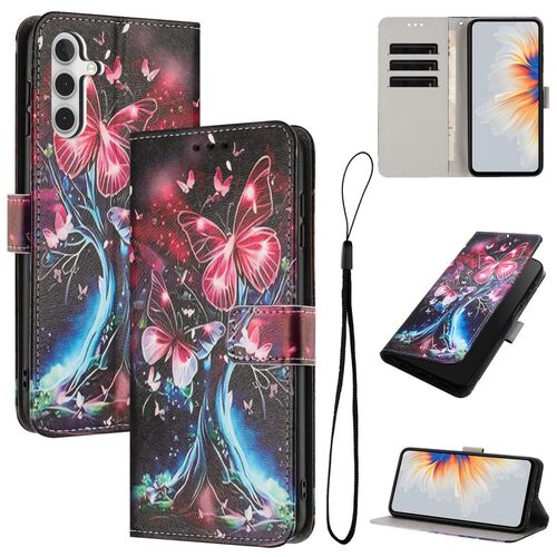 Klapp Schutz Handyh�lle f�r Samsung Galaxy A57 5G Kunstleder Motiv mit Kartenfach & Standfunktion