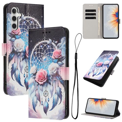 Klapp Schutz Handyh�lle f�r Samsung Galaxy A57 5G Kunstleder Motiv mit Kartenfach & Standfunktion