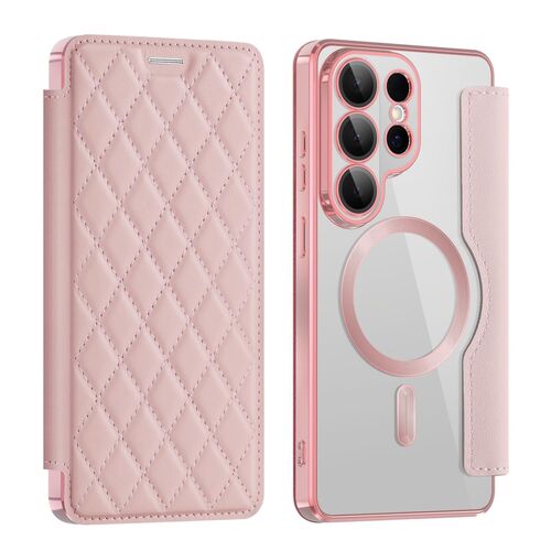 F�r Samsung Galaxy S26 Ultra Kunstleder MagSafe RFID H�lle Rosa