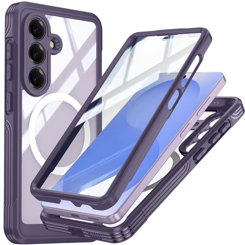 MagSafe f�r Samsung Galaxy S26 5G 360 Grad Hybrid Glas Bumper Lila