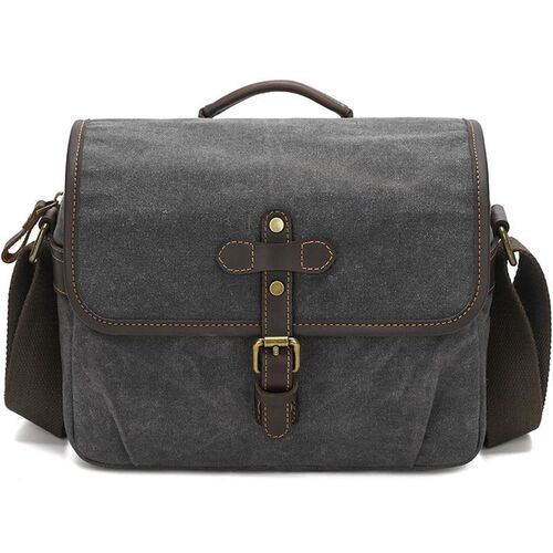 Canvas Kamera Messenger Tasche mit Trennf�chern Gr��e L Grau