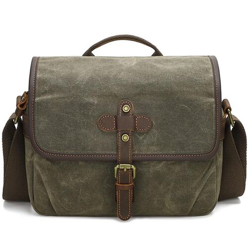 Canvas Kamera Messenger Tasche mit Trennf�chern Gr��e L Gr�n