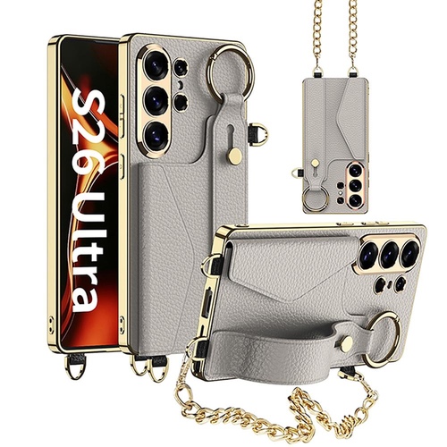 Armband Kette f�r Samsung Galaxy S26 Ultra 5G Leder Silikon Grau