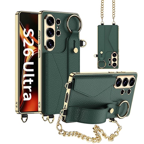 Armband Kette f�r Samsung Galaxy S26 Ultra 5G Leder Silikon Gr�n
