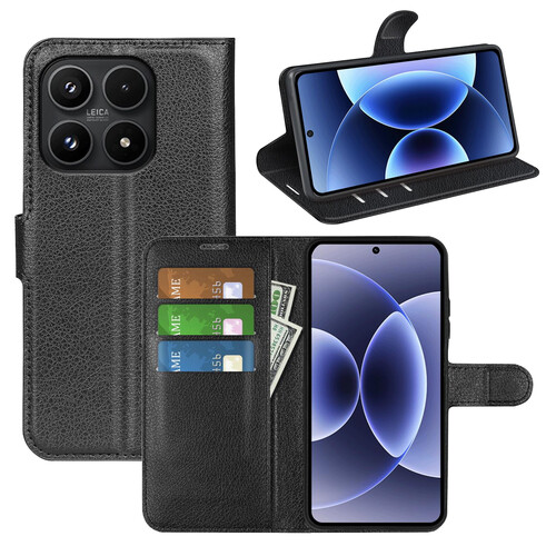 Klapph�lle f�r Xiaomi 17 Kunstleder Book Wallet Schutz Schwarz