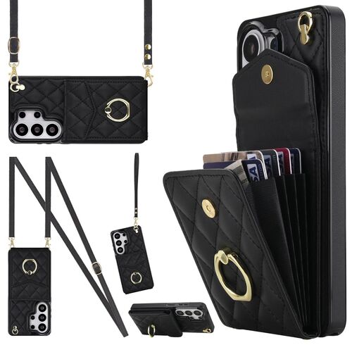 Klapph�lle f�r Samsung Galaxy S26 Ultra Crossbody Kunstleder Schwarz