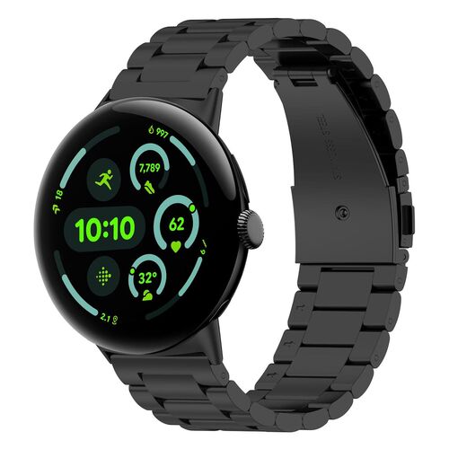 Edelstahl f�r Google Pixel Watch 4 / 3 45mm Three Beads Schwarz
