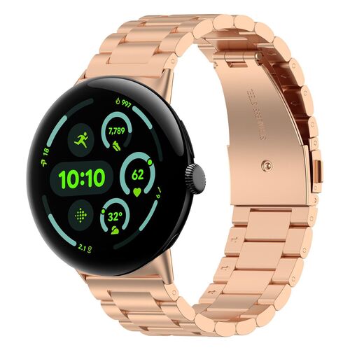 Edelstahl f�r Google Pixel Watch 4 / 3 45mm Three Beads Rose Gold