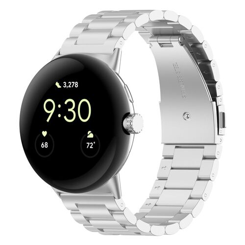 Edelstahl f�r Google Pixel Watch 4 / 3 / 2 41mm Three Beads Silber