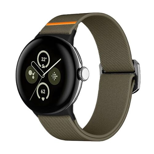 Nylon f�r Google Pixel Watch 4 / 3 45mm Elastisch Verstellbar D- Gr�n