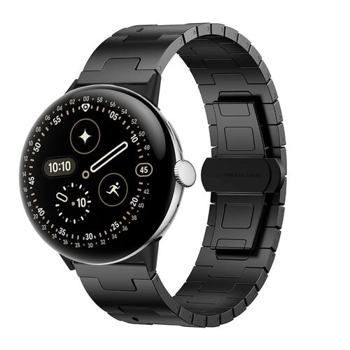 Edelstahl f�r Google Pixel Watch 4 / 3 45mm Butterfly Ersatz Schwarz