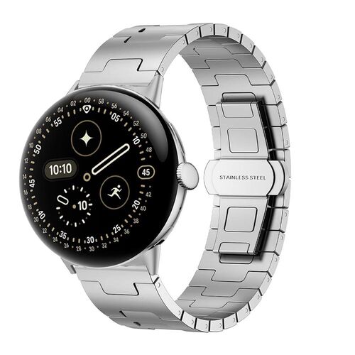 Edelstahl f�r Google Pixel Watch 4 / 3 45mm Butterfly Ersatz Silber