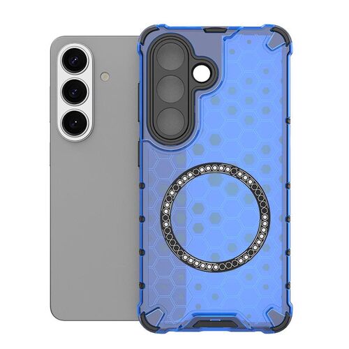 Magnet f�r Samsung Galaxy S26 5G Wabe Design TPU Silikon Case Blau