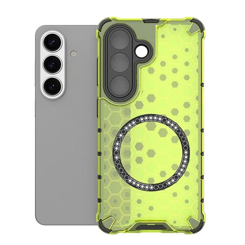 Magnet f�r Samsung Galaxy S26 5G Wabe Design TPU Silikon Case Gr�n