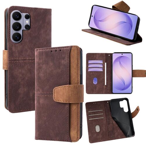 Klapph�lle f�r Samsung Galaxy S26 Ultra RFID Schutz Kartenfach Braun