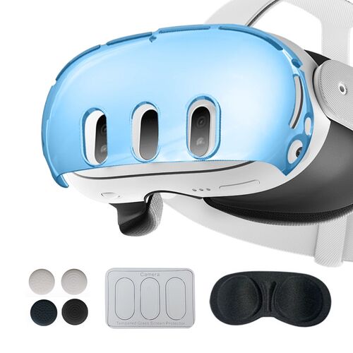 Schutzgeh�use f�r Meta Quest 3 Schutzh�lle Set 7in1 Transparent Blau