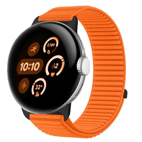 Nylon f�r Google Pixel Watch 4 / 3 45mm Klettverschluss Band Orange