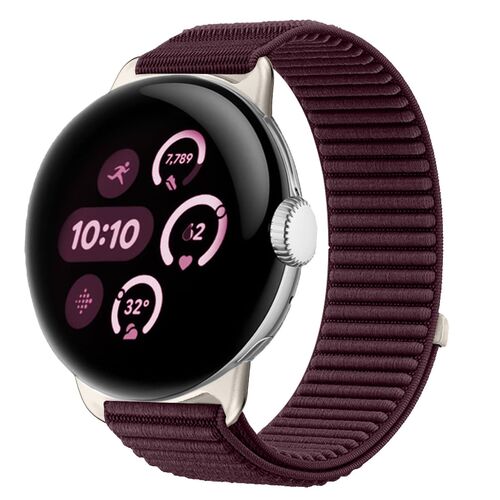 Nylon f�r Google Pixel Watch 4 / 3 45mm Klettverschluss Band Weinrot