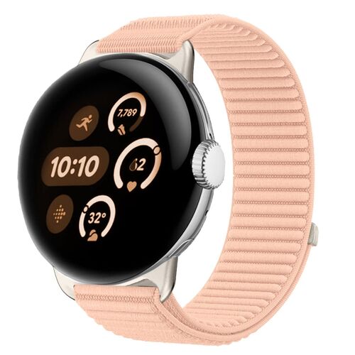 Nylon f�r Google Pixel Watch 4 / 3 45mm Klettverschluss Band Rosa