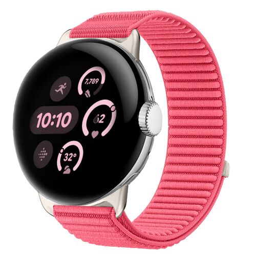 Nylon f�r Google Pixel Watch 4 / 3 45mm Klettverschluss Band Rot