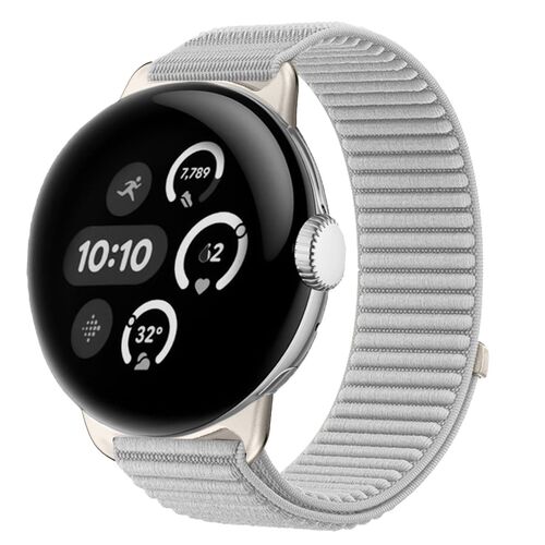 Nylon f�r Google Pixel Watch 4 / 3 45mm Klettverschluss Band Grau