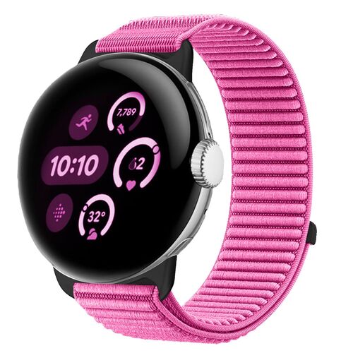 Nylon f�r Google Pixel Watch 4 / 3 45mm Klettverschluss Band Pink