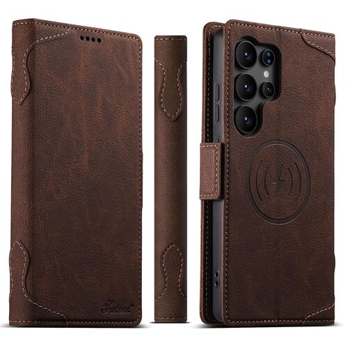 Klapph�lle f�r Samsung Galaxy S26 Ultra MagSafe Kartenfach Braun