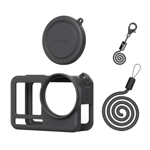 Silikon H�lle f�r DJI Osmo Action 6 mit Linsenschutz Kappe Schwarz