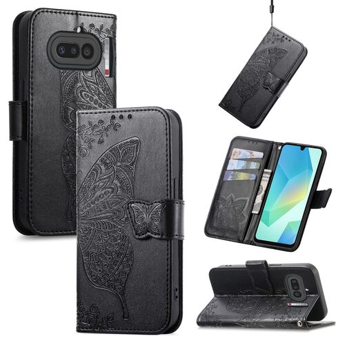 Klapph�lle f�r Nothing Phone 4a Flipcase Design Wallet Schwarz