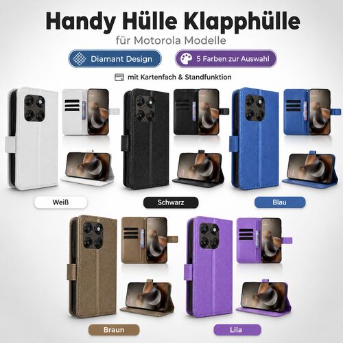 Handyh�lle Wallet Klapp f�r Motorola Modelle Diamant Design Kunstleder Flipcase
