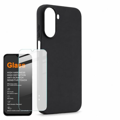 + Schutzglas f�r Xiaomi Redmi A7 Pro Set Cover + 9H Hartglas Schwarz