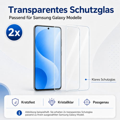Schutzglas Displayschutz f�r Samsung Galaxy Modelle Hartglas Echt Glas 9H Set 