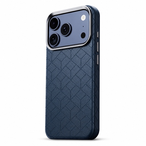 Backcover Schutz f�r Apple iPhone 17 Pro Gepr�gt Gittermuster Blau