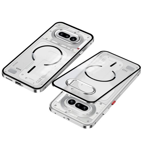 Metall Snap Rahmen f�r Nothing Phone 4a Magnetisches Mattes Case Silber
