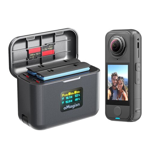 Air Battery Ladecase mit Farbdisplay f�r Insta360 X4 USB-C Zubeh�r