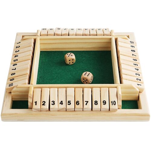Shut the Box 4 Spieler Brettspiel Zahlen Lernspiel Familie Party Gr�n 