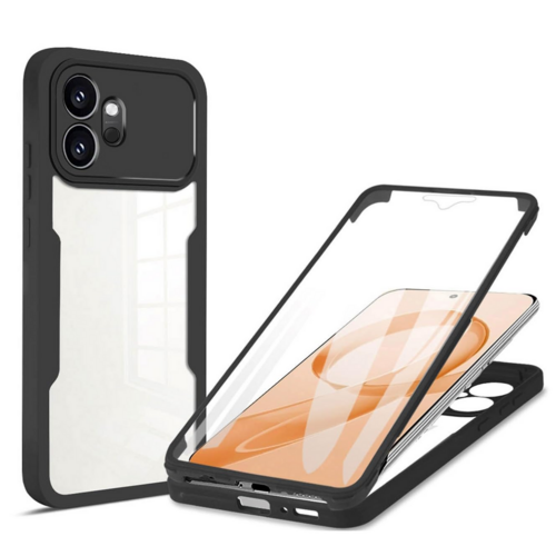 360 Grad Kunststoff f�r Honor 600 mit Display & Kameraschutz Schwarz
