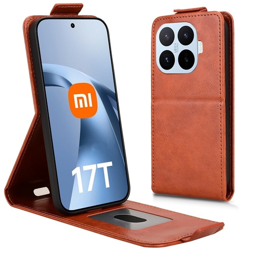 Flipcase Kunstleder F�r Xiaomi 17T Klapph�lle mit Kartenfach Braun