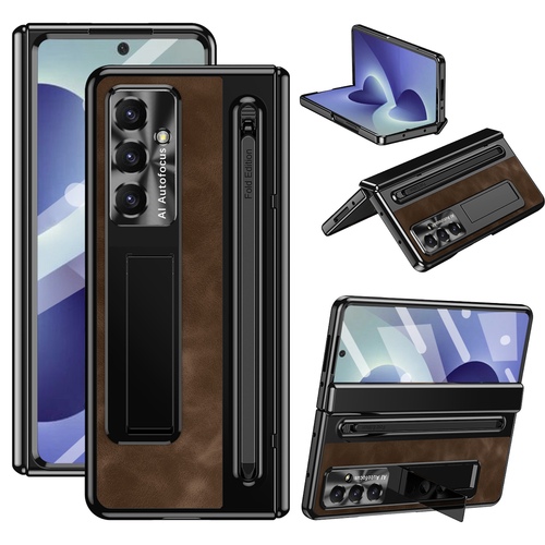 Klapph�lle + H9 Display Glas Samsung Galaxy Z Fold8 Ultra 5G Coffee