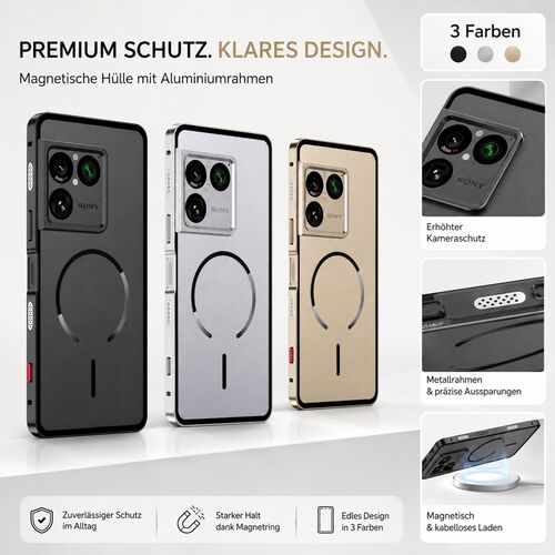 Metall Rahmen H�lle f�r Sony Xperia 1 VIII Magnetisch MagSafe Snap Verschluss