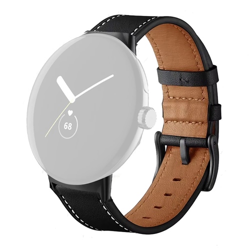 F�r Google Pixel Watch 4 / 3 45mm Faser-Leder Ersatz Armband Schwarz4