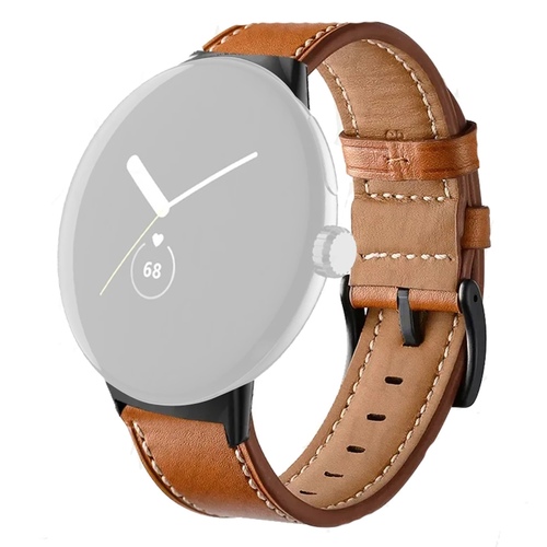 F�r Google Pixel Watch 4 / 3 41mm Faser-Leder Ersatz Armband Braun