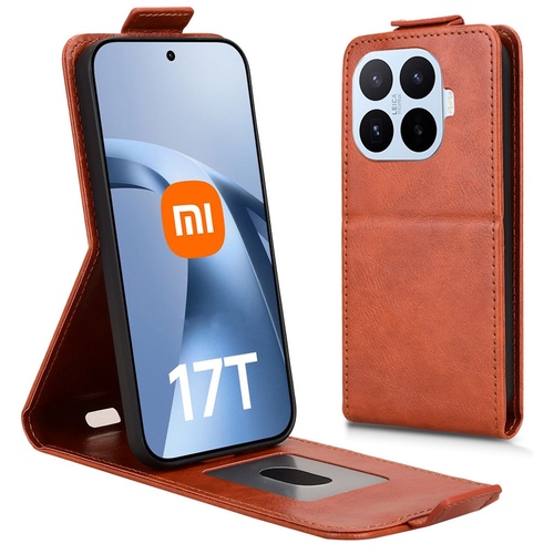 Flipcase Kunstleder Xiaomi 17T Pro Klapph�lle mit Kartenfach Braun