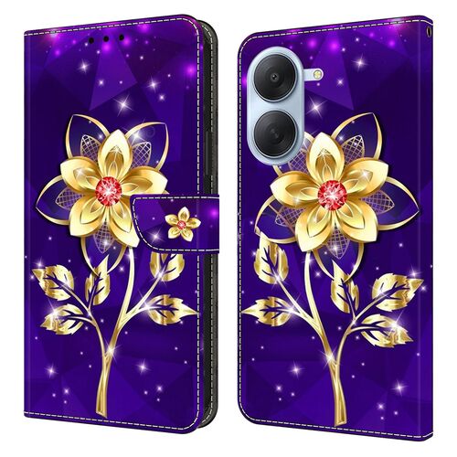 Kunstleder Wallet f�r Xiaomi Redmi A7 4G Blumenmotiv Lila