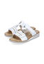 Rieker Damen Pantoletten V0636-80 Keilabsatz Slipper Wei�