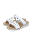 Rieker Damen Pantoletten V0636-80 Keilabsatz Slipper Wei�