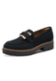 Tamaris Damen Leder Slipper 1-24722-43-805 Frauen Loafer Schuhe Dunkelblau